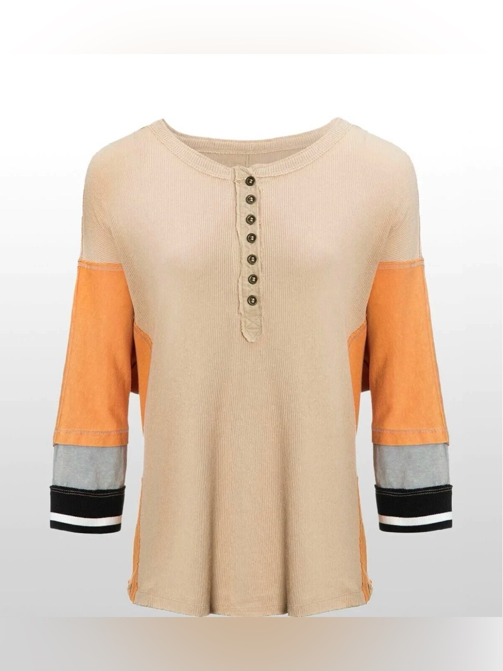 Free People Just Tip It Henley thermal top oversized slouchy 90’s grunge boho SM - Picture 5 of 11